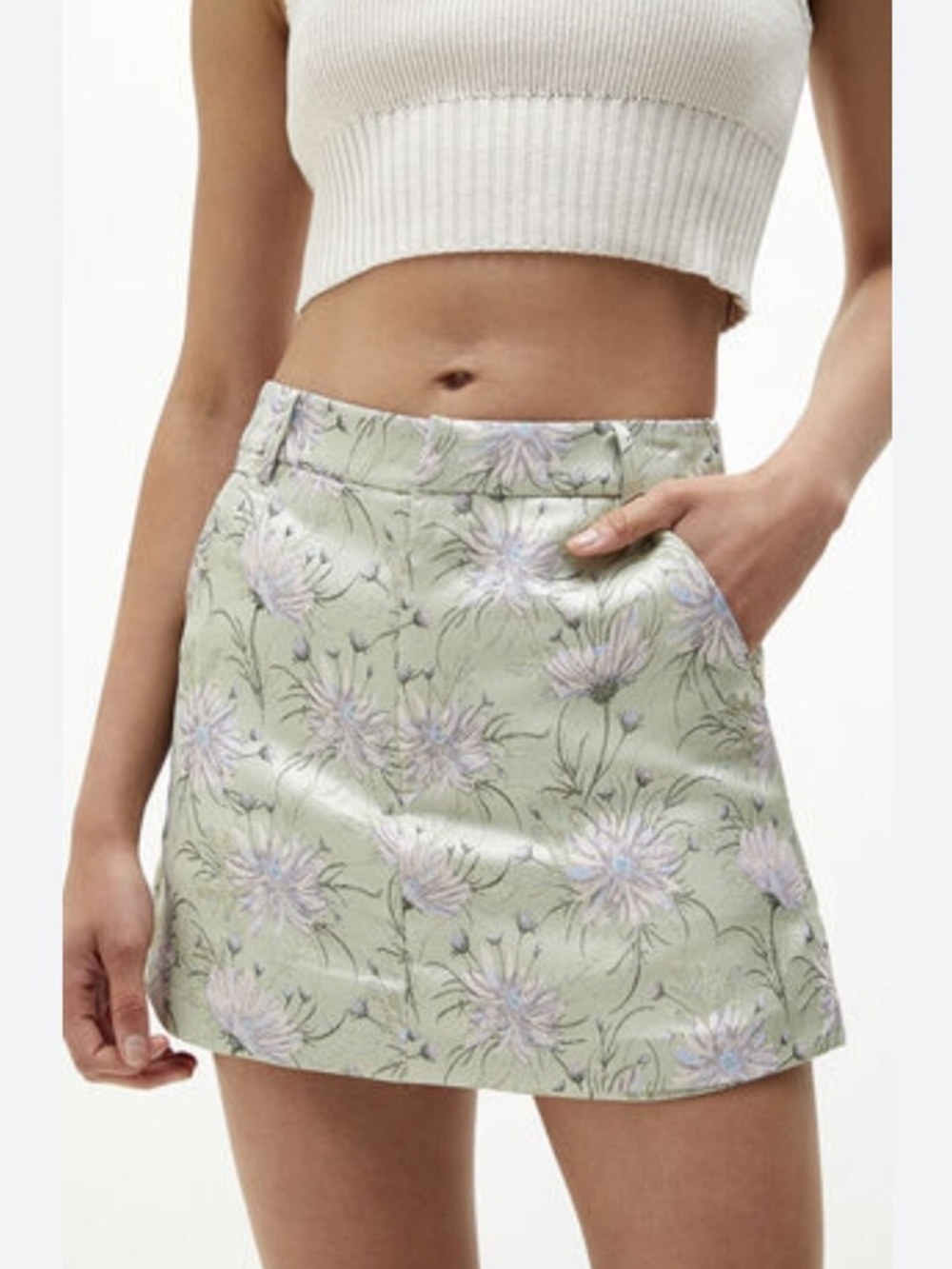 En Saison Anthropologie Floral Jacquard Sage Green Lavender Mini Small